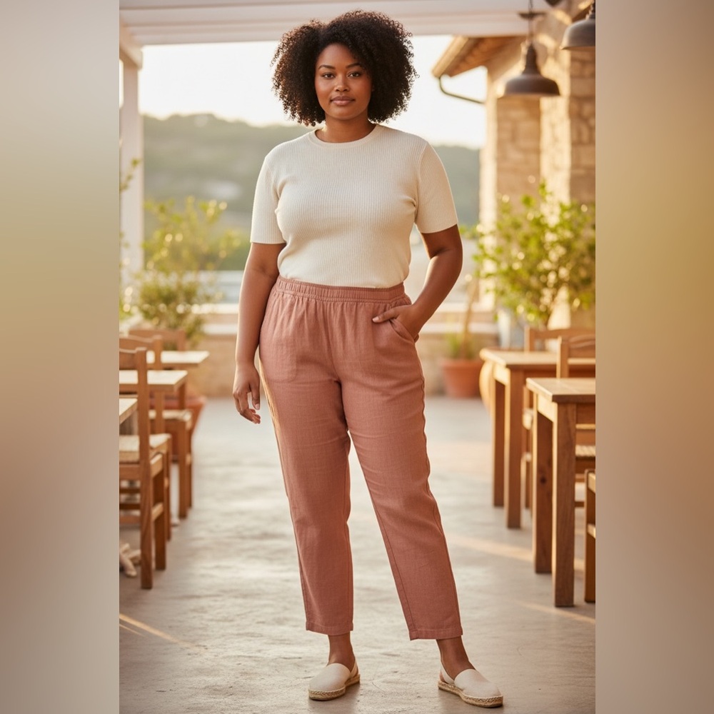 J. Jill | Elastic Waist Pull On Tencel Pleated Pants in Light Chutney Size 2X